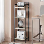 Bookcase Bookshelf, Narrow Book Shelf, Industrial Coner Shelf Storage Organizer, Slim Shelving Unit for Home Office, Living Room, Bedroom, Kitchen, 4-Tier Greige BC24405B