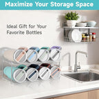 spospo Stackable Water Bottle Organizer Large Compartment Bottle Holder | Tumbler Organizer for Stanley 40 oz Cup, Kitchen Cabinet Storage Organizer for Stanley Cup Accessories, 2 Tier Hold 8 Bottle