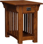 Leick Home 82262 Mission Mantel Height Bookcase with Slatted Sides and Top Drawer, Made with Wood & 8206 Mission Impeccable One Drawer Side Table with Shelf, Furniture, Medium Oak, Russet