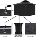 Gazebo Universal Replacement Privacy Curtain, 12'X12' Gazebo Curtains Outdoor Waterproof, 4-Panels Sidewall with Zipper for Patio, Garden and Backyard (Only Curtains, 12'X12', Black)