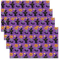 Feelyou Happy Halloween Placemats Set of 4 Cute Ghost Cat Table Mats for Party Kitchen Dining Decoration Holiday Seasonal Purple Orange Black Place Mat for Dinner Table Indoor Outdoor 18"x12" Pumpkin