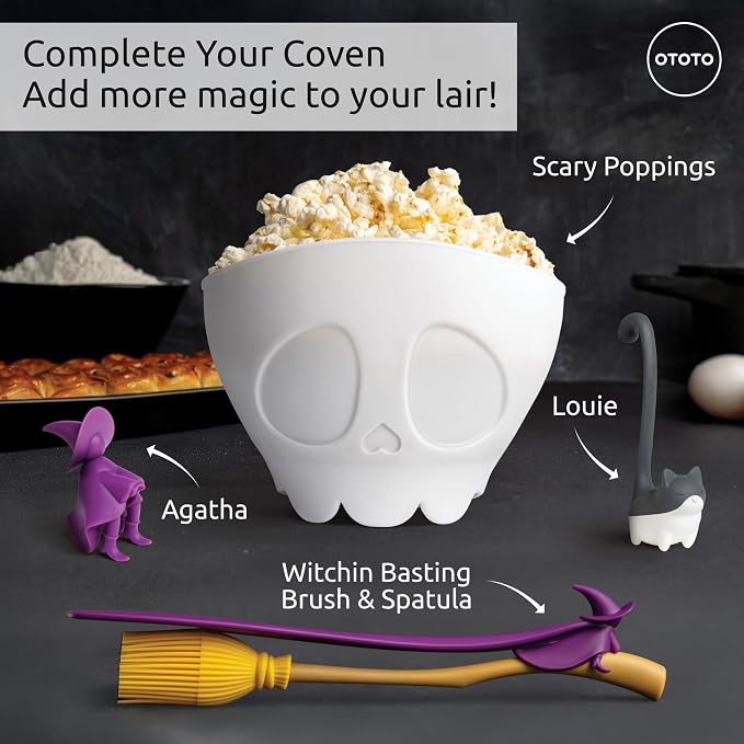 OTOTO Spatula and Pastry Brush - Silicone Heat Resistant and Basting Brush, Cooking and Baking Spatula, Spooky Witchy Gifts, Gothic Kitchen Halloween Gifts, Unique Kitchen Gadgets (Witchin)