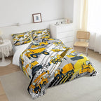 Boys Construction Comforter Set Truck Bedroom Decor for Kids Girls Under Construction Vehicles Down Comforter Nursery Children Cartoon Machinery Truck Excavator Bedding Tractor Cars Duvet Quilt,Twin