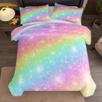 NINENINE Rainbow Bedding Sets,Pink Comforter Sets for girls,Girls Bedding Sets Full,Full Size Comforter Set for girls,Galaxy Comforter Toddler Bedding Set with 1 Comforter 2 Pillowcases