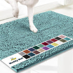 Muddy Mat® Shown ON TV Highly Absorbent Microfiber Door Mat and Pet Rug Non Slip Thick Washable Area and Bath Mat Soft Chenille for Kitchen Bedroom Indoor and Outdoor - Seafoam Green Small 28"X18"