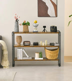 3-Tier Rustic Wood and Metal Industrial Bookcase - 40in, For Home Office, Bedroom, Kitchen, Bathroom