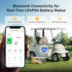 Power Queen LiFePO4 Battery 48V 100Ah Lithium Golf Cart Battery, Lithium Battery with Bluetooth 5.0, Built-in 200A Smart BMS with Low-temp Protection for 5kW Motor Golf Carts Club Car DS E-Z-Go TXT