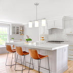 Brushed Nickel Kitchen Island Lighting Modern Dining Room Light Fixtures | 3-Light Linear Chandelier Over Table, 21.25'' Island Lights for Kitchen White Frosted Glass Shades, Adjustable Height