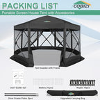 COBIZI 15x15ft Extra Large Pop-Up Gazebo Canopy Tent with Mosquito Netting, Spacious Easy Set-Up Screened Shelter, Durable Outdoor Pavilion with Ground Stakes, Perfect for Patio, Backyard,Black