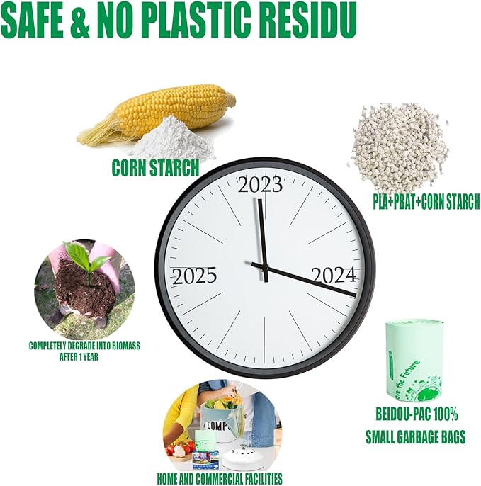 13 Gallon Compostable Tall Kitchen Trash Bags with Handle, 50 Count, Sturdy Biodegradable Garbage Bags for Food Scrap Waste, ASTM D6400, US BPI Certified