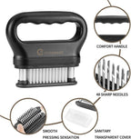 Meat Tenderizer Tool with 48 Stainless Steel Ultra Sharp Needle Blades, Kitchen Cooking Tool Best For Tenderizing, BBQ, Marinade