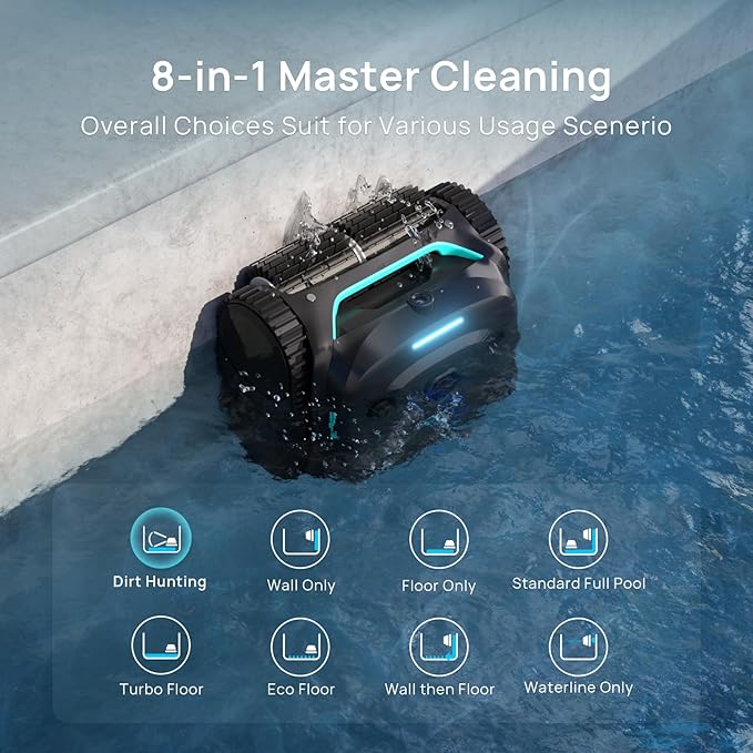 (2025 New) WYBOT C2 Vision Robotic Pool Cleaner with Camera, 8-in-1 Pool Vacuum for Inground Pools, Powerful Suction, Ultra-Fine Filter Pool Robot, Wall Climbing, Smart Navigation, Black