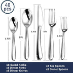 Heavy Duty Silverware Set for 8, Stainless Steel Flatware Cutlery Set | Heavy Duty Steak Knife Fork and Spoon, Dishwasher Safe, Gift Package for Wedding Housewarming