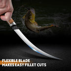 Huusk 7 inch Fillet Knife - Sharp Japanese Fillet Knife for Fish | Wooden Handle, Professional Flexible Boning Knives, Gift Box, for Meat Cutting and Trimming