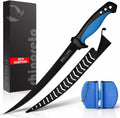 Rhinoreto Fillet Knife for Fish - Razor Sharp G4116 German Stainless Steel Blade, 8 Inch Professional Filleting & Boning Knife with Non-Slip Handle, Protective Sheath & Sharpener