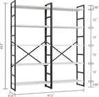 Shintenchi 2 Pieces 5 Tiers Bookshelf, Classically Tall Bookcase Shelf, Industrial Book Rack, Modern Book Holder in Bedroom/Living Room/Home/Office, Storage Rack Shelves for Books/Movies-White