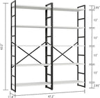 Shintenchi 2 Pieces 5 Tiers Bookshelf, Classically Tall Bookcase Shelf, Industrial Book Rack, Modern Book Holder in Bedroom/Living Room/Home/Office, Storage Rack Shelves for Books/Movies-White