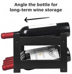 VASMIA Bamboo Wine Rack, 2-Tier Wine Racks Countertop Cabinet Wine Holder Wine Storage Shelf for Pantry Kitchen Bar Black