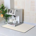 ZLR Coffee Bar Mat for Keurig & Nespresso, 12"x16" Small, Creamy | Absorbent Dish Drying Mat, Stain-Hiding PU Leather Top, Non-Slip Rubber Back, Heat-Resistant, Fits Frother & Pour-Over