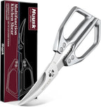 Huusk Kitchen Scissors for Food - Multifunction Kitchen Shears All Purpose | Stainless Steel Seafood Scissors for Meat, Fish, Chicken, Turkey, Ergonomic Non-Slip Silver Handle, Gifts for Women