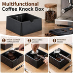 SelfTek Coffee Knock Box - Silicone coffee grounds container with Tamper Stand & Cleaning Brush Non-Slip Base & Handle, Easy Clean, Essential Coffee Maker Accessories