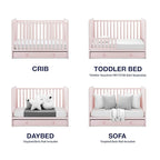 Delta Children babyGap Graham 4-in-1 Convertible Crib with Storage Drawer + Brannan Bear Bookcase with Bins + Brannan Bear Wall Shelf with 4 Hooks, Blush Pink/Dark Pink (Bundle)