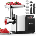 AAOBOSI Electric Meat Grinder 3000W w/Touch Screen & Auto-Reverse | 3 Plates, Built-in Storage, Sausages, Kibbe, Raw Pet Food at Home Use, LFGB Approved, 4lbs/min, Low Noise, Easy Cleanup