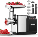 AAOBOSI Electric Meat Grinder 3000W w/Touch Screen & Auto-Reverse | 3 Plates, Built-in Storage, Sausages, Kibbe, Raw Pet Food at Home Use, LFGB Approved, 4lbs/min, Low Noise, Easy Cleanup