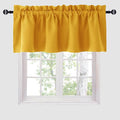 Hiasan Yellow Valance Curtains for Kitchen - Blackout Thermal Insulated Rod Pocket Window Valances, 52 x 18 Inches Length, 1 Panel