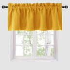 Hiasan Yellow Valance Curtains for Kitchen - Blackout Thermal Insulated Rod Pocket Window Valances, 52 x 18 Inches Length, 1 Panel
