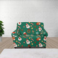 FKELYI Christmas Decorations Green Sofa Slipcover Santa Claus Stretch Sofa Couch Cover for Indoor Washable Furniture Protector with Elastic Bottom S