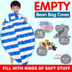Lukeight Stuffed Animal Storage Bean Bag Chair Cover for Kids, Zipper Beanbag Chair Cover for Organizing Toddler & Kids' Rooms Plush Toys (Blue+White Velvet, X-Large)