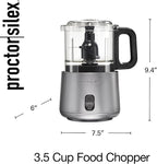 Proctor Silex Durable Electric Vegetable Chopper & Mini Food Processor | 3.5 Cup Bowl | 2 Speeds For Chopping, Puree & Emulsify | Stacking Design For Easy-Assembly | 350 Watts | Silver | 72870