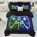 KAKKI Kids Gaming Bedding Sets Queen Size for Boys Teen, 5 Piece Bed in a Bag Gamer Comforter Set with Sheets, 3D Colorful Game Controller Comforter, All Season Soft Microfiber Bed Set(Blue,Queen)