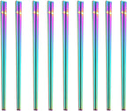 Stainless Steel Chopsticks,Reusable ,Dishwasher Safe , Easy to Use（9 PCS,Rainbow）