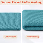 Homaxy 100% Cotton Waffle Weave Kitchen Dish Cloths, 7-Pack, Lake Blue | 12 x 12 Inches, Ultra Soft Absorbent Dish Towels, Quick Drying Dish Rags with Hanging Loop