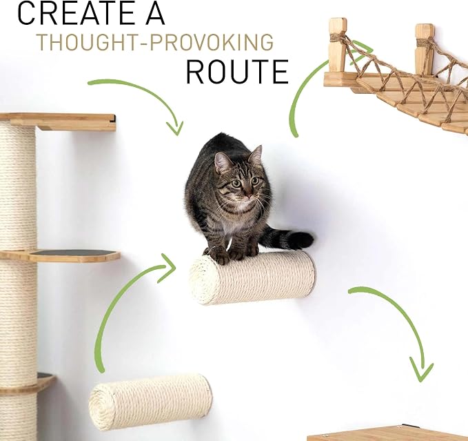Catastrophic Creations Floating Cat Scratching Post, Hand-Crafted Sisal Cat Scratcher Post, Wall Cat Shelves & Scratching Posts for Indoor Cats, Durable & Modern Cat Furniture (1 Pc)