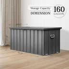 Domi 160-Gallon Outdoor Storage Box – Waterproof, Lockable Storage Cabinet for Patio Furniture, Garden Tools & Pool Supplies – Large Metal Storage for Cushions, Toys & More