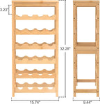 24 Botttle Wine Rack Freestanding Floor 6 Tier Bamboo Wine Rack Storage | 6 Tier Wine Rack Wine Storage Shelves for Kitchen Bar Dining Room Living Room Bamboo