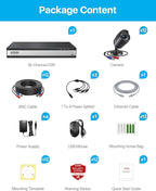 ZOSI 3K Lite 16CH Security Camera System,12pcs Wired 1080P Outdoor Indoor Weatherproof Cameras,AI Human Vehicle Detection,Night Vision,H.265+ 16 Channel CCTV DVR with 2TB HDD for 24/7 Recording