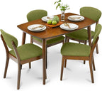 Best Choice Products 5-Piece Dining Set, Compact Mid-Century Modern Table & Chair Set for Home, Apartment w/ 4 Chairs, Padded Seats & Backrests, Wooden Frame - Walnut/Olive Green
