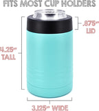 4-in-1 Stainless Steel 12 oz Double Wall Vacuum Insulated Can or Bottle Cooler Keeps Beverage Cold for Hours - Also Fits 16 oz Cans - Powder Coated Teal - Clear Water Home Goods
