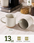 famiware Coffee Mugs Set of 6, 13 oz Mug Set, Ceramic Cup Set with Handle for Coffee, Tea, Cocoa, Milk, Constellation Series, Cream