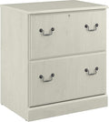 Bush Furniture Saratoga 2 Drawer Lateral File Cabinet in Harvest Cherry, Document Storage Chest for Home Office, Linen White Oak