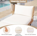 Tangkula Patio Rattan Daybed, Boho Outdoor Wicker Lounge Sofa with Seat & Back Cushions, 2-Seat Bench Sun Lounger Chair with Robust Metal Legs for Deck, Backyard, Porch, Poolside (1, Off White)