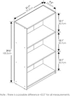 FURINNO Basic 3-Tier Bookcase Storage Shelves, Columbia Walnut