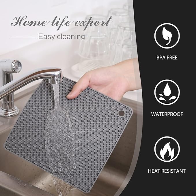 Joyhalo Trivets for Hot Dishes - Hot Pads for Kitchen, Silicone Pot Holders for Hot Pots and Pans, Silicone Mats for Kitchen Countertops, Table, Flexible Easy to Wash and Dry