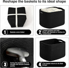 Storage Baskets for Organizing & Shelves, Woven Cotton Rope Organization Bins for Dog Toys, Clothes, Books, Nursery Organizer, 15" Lx11''Wx9.5''H, (4 Packs) Black