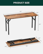 Frylr Small Folding Computer Desk – 55.1 Inch Portable Table for Craft and Study, Lightweight Desk for Small Spaces, Foldable Laptop Table Built-in AC/USB Outlets for Convenience, Rustic Brown