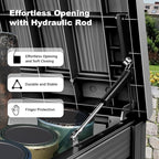200 Gallon Waterproof Outdoor Storage Box, UV Resistant Resin Deck Box with Hydraulic Rod for Reinforced Stability, Perfect for Patio, Garden, and Pool,Black